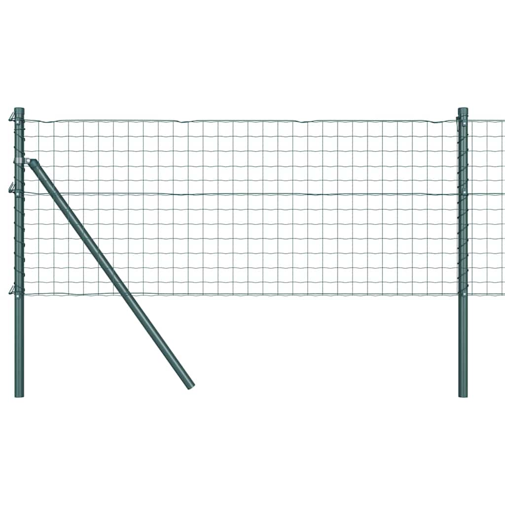Kerítés oszlopokkal Zöld 0,4 x 50 m Acél és PVC