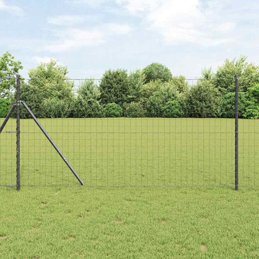 Kerítés oszlopokkal Szürke 1 x 10 m Acél