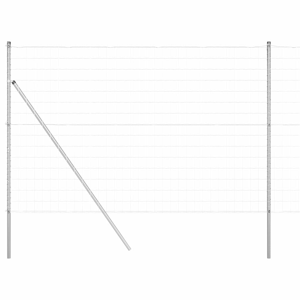 Kerítés oszlopokkal Ezüst 1,5 x 10 m Acél és PVC