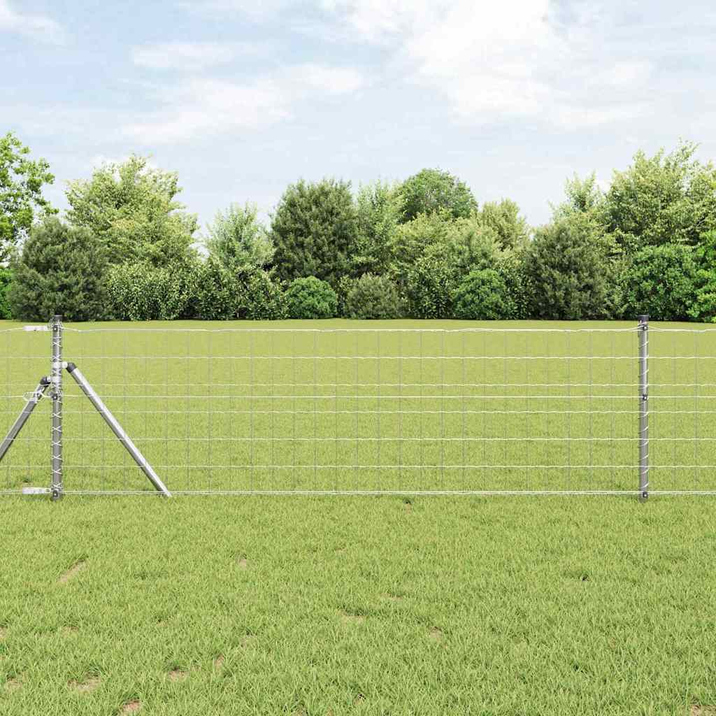 Kerítés oszlopokkal Ezüst 0,6 x 50 m Acél és PVC