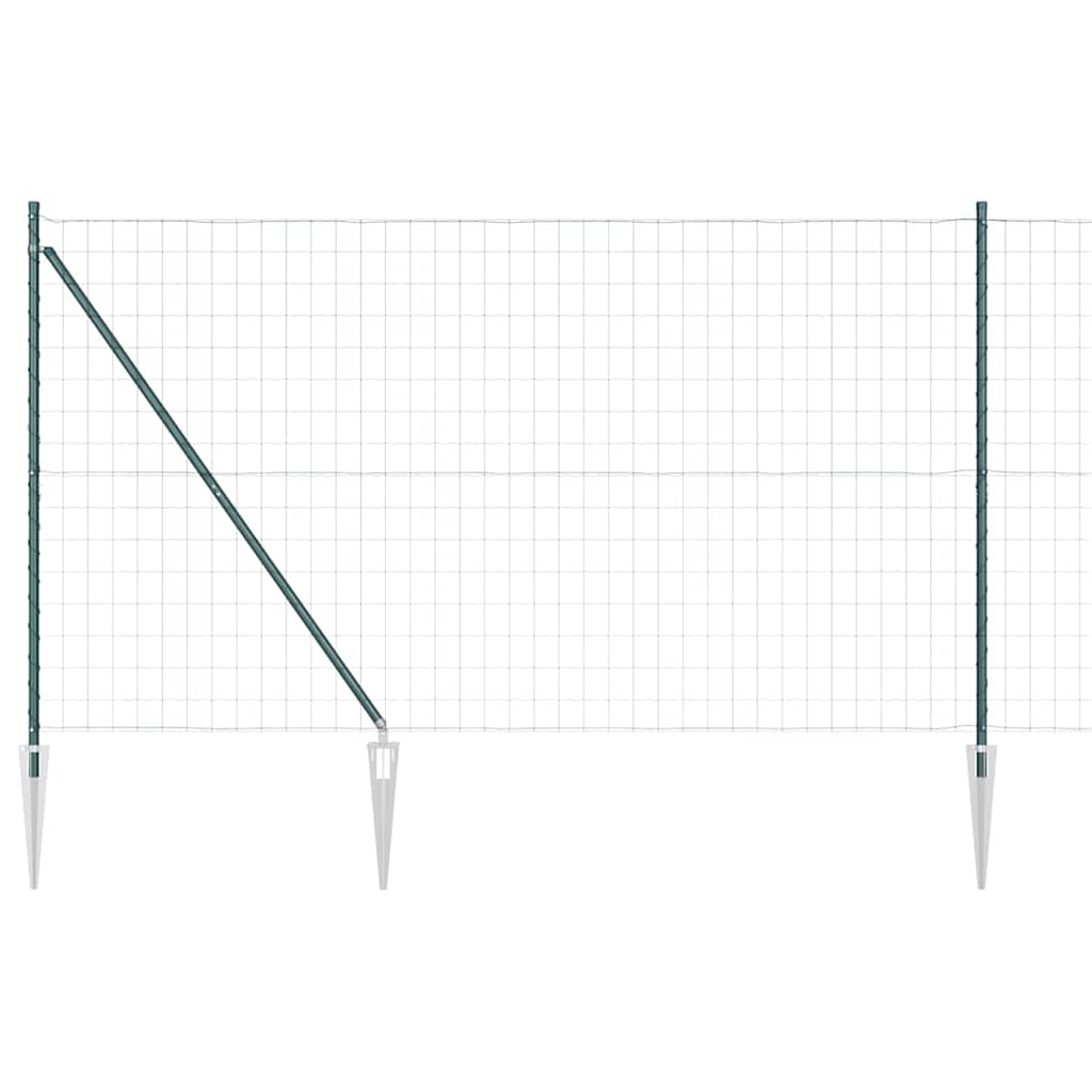 Kerítés oszlopokkal Zöld 1,5 x 10 m Acél és PVC