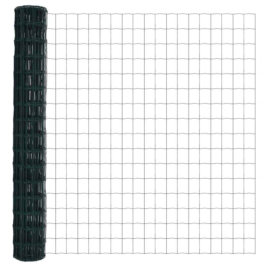 Kerítés oszlopokkal Zöld 1,5 x 10 m Acél és PVC