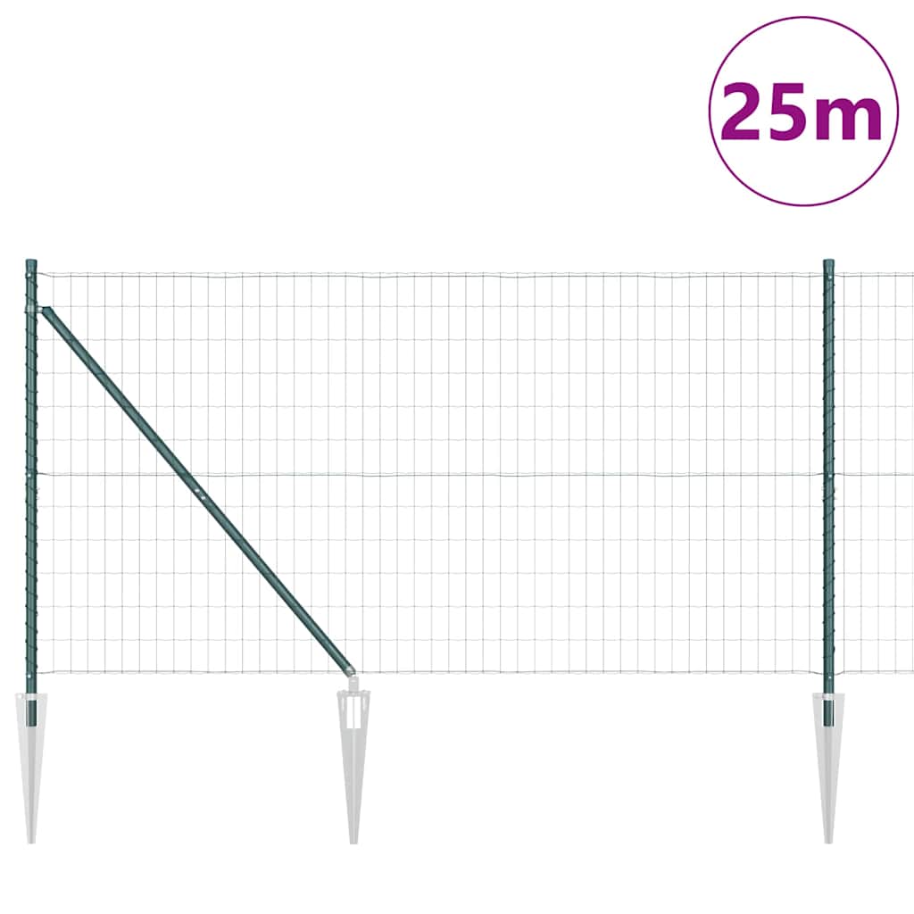 Európa kerítés tüskékkel 25 x 1 m PVC-bevonatos acél Zöld Háló