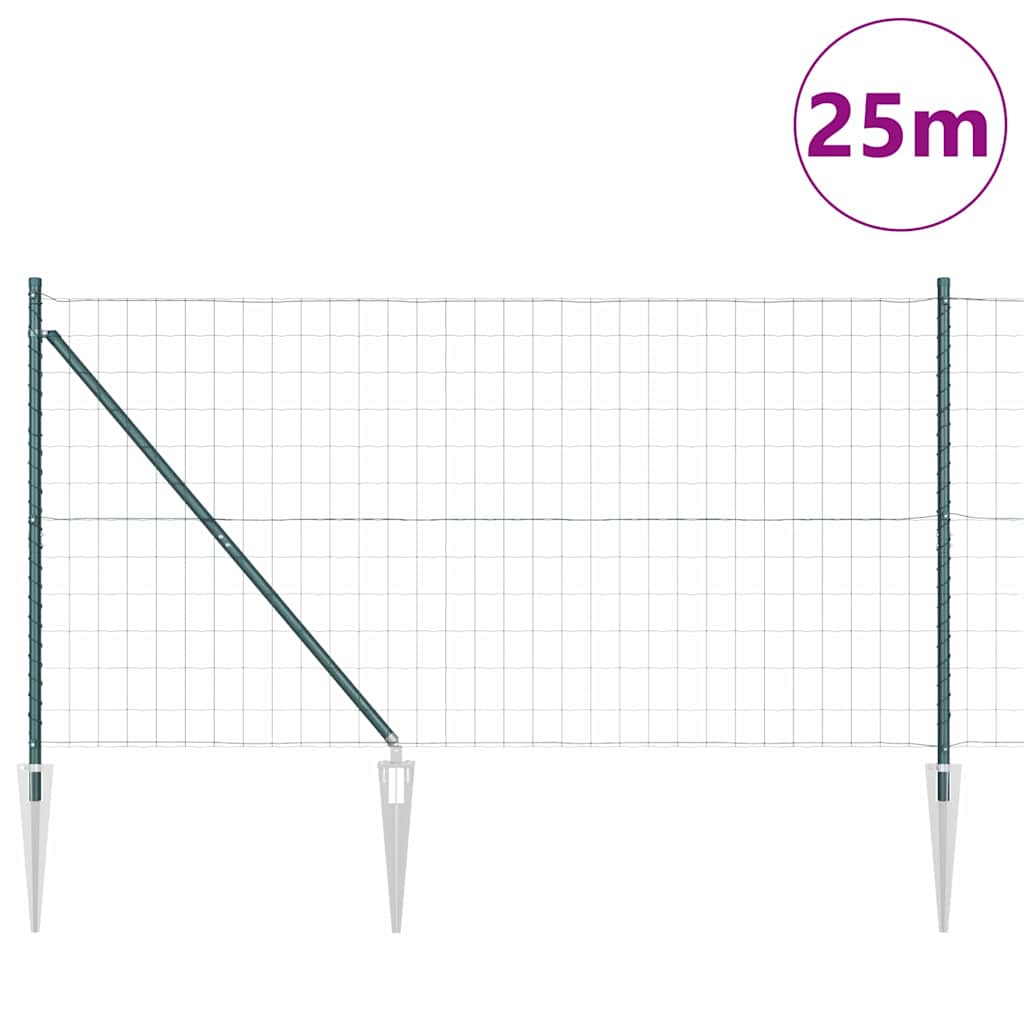 Európa kerítés tüskékkel 25 x 1,2 m PVC-bevonatos acél Zöld