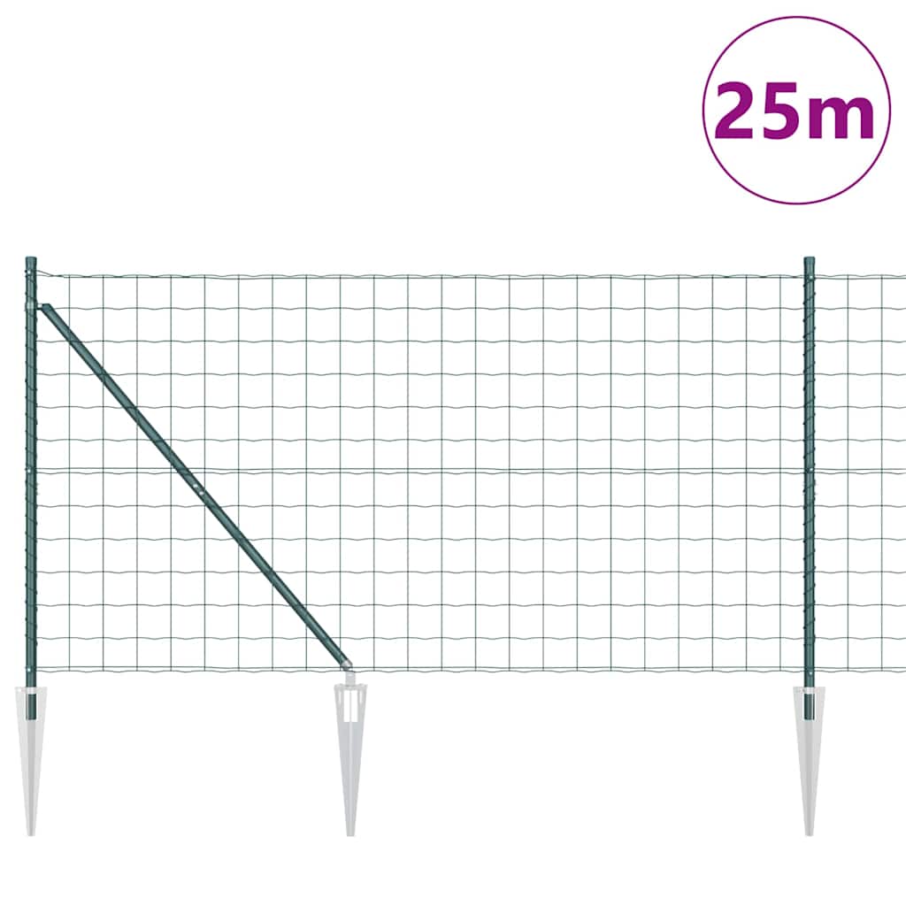 Európa kerítés tüskékkel 25 x 1,2 m PVC-bevonatos acél Zöld