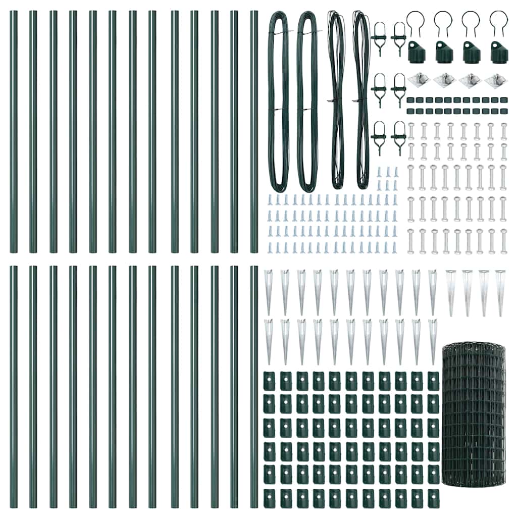 Európa kerítés tüskékkel 50 x 0,4 m PVC-bevonatos acél Zöld