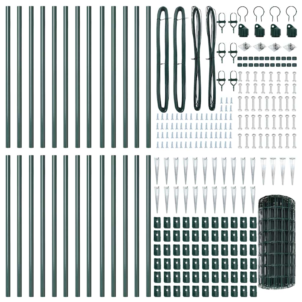 Európa kerítés tüskékkel 50 x 0,4 m PVC-bevonatos acél Zöld