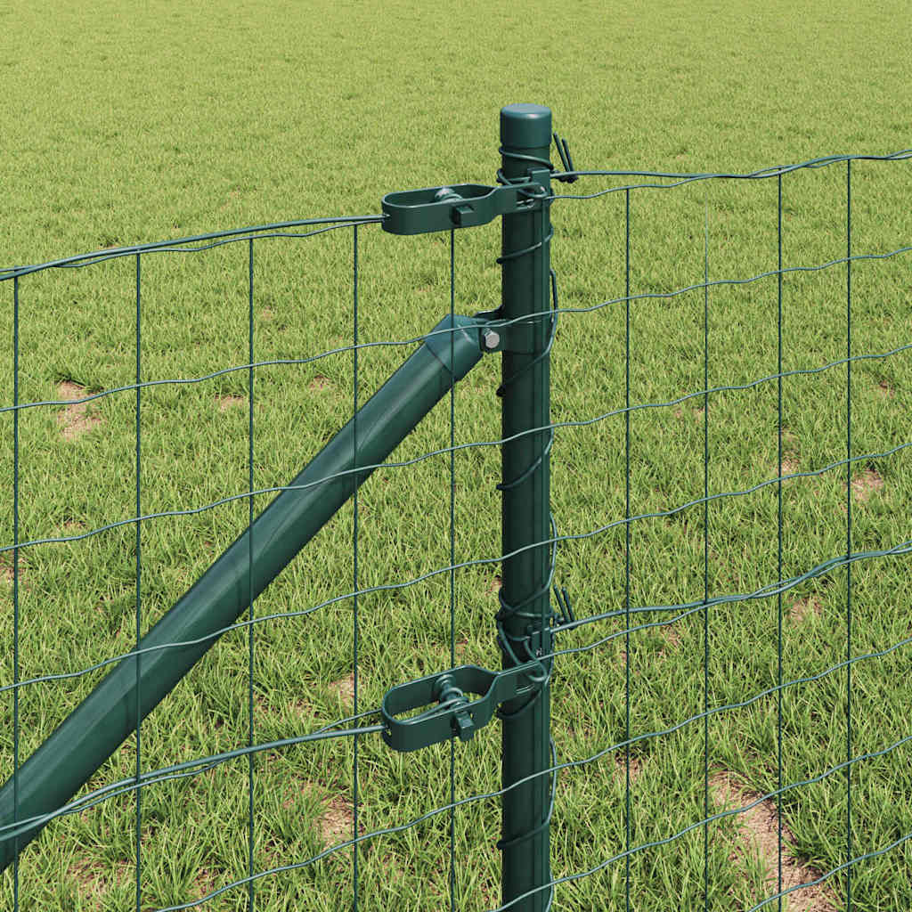 Kerítés oszlopokkal Zöld 0,8 x 25 m Acél