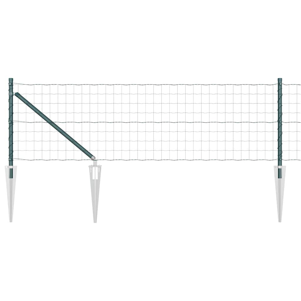 Kerítés oszlopokkal Zöld 0,8 x 25 m Acél