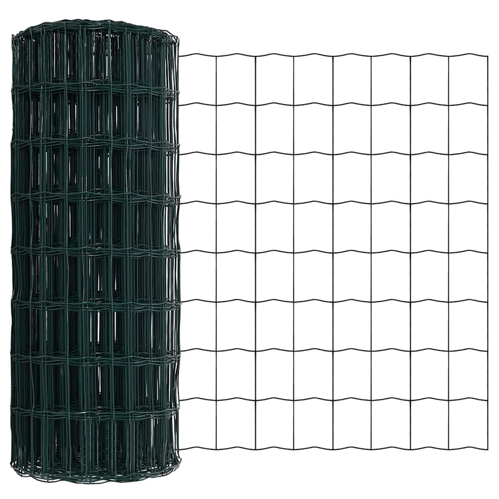 Kerítés oszlopokkal Zöld 0,8 x 25 m Acél