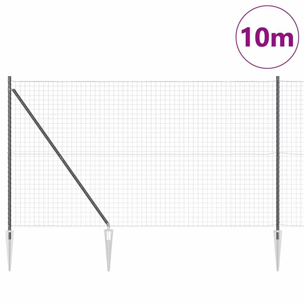 Kerítés oszlopokkal Szürke 1,6 x 10 m Acél és PVC