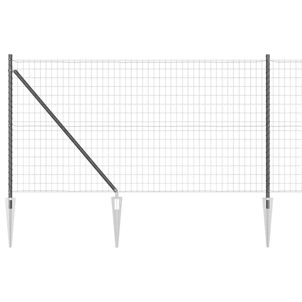 Kerítés oszlopokkal Szürke 1 x 10 m Acél és PVC