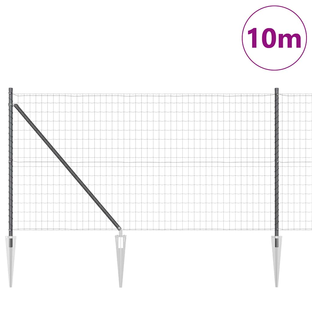 Kerítés oszlopokkal Szürke 1 x 10 m Acél és PVC