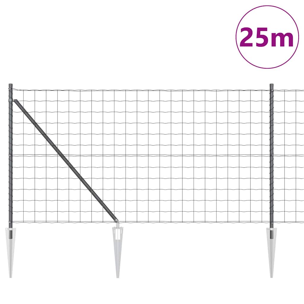 Európa kerítés tüskékkel 25 x 1 m PVC-bevonatos acél Szürke