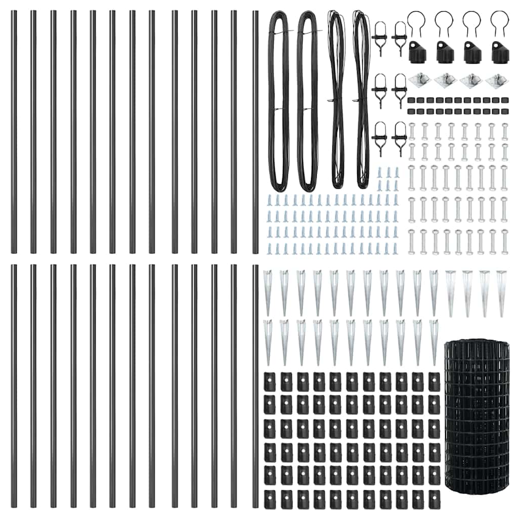 Európa kerítés tüskékkel 50 x 0,6 m PVC-bevonatos acél Szürke