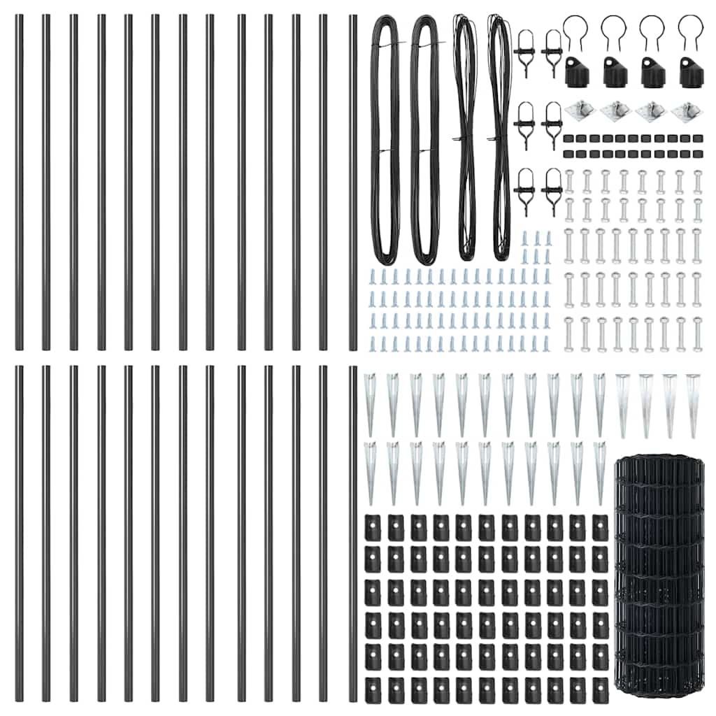 Európa kerítés tüskékkel 50 x 0,4 m PVC-bevonatos acél Szürke