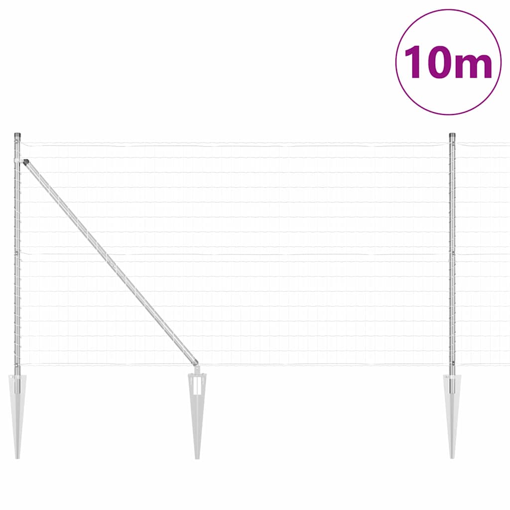 Kerítés oszlopokkal Ezüst 1 x 10 m Acél
