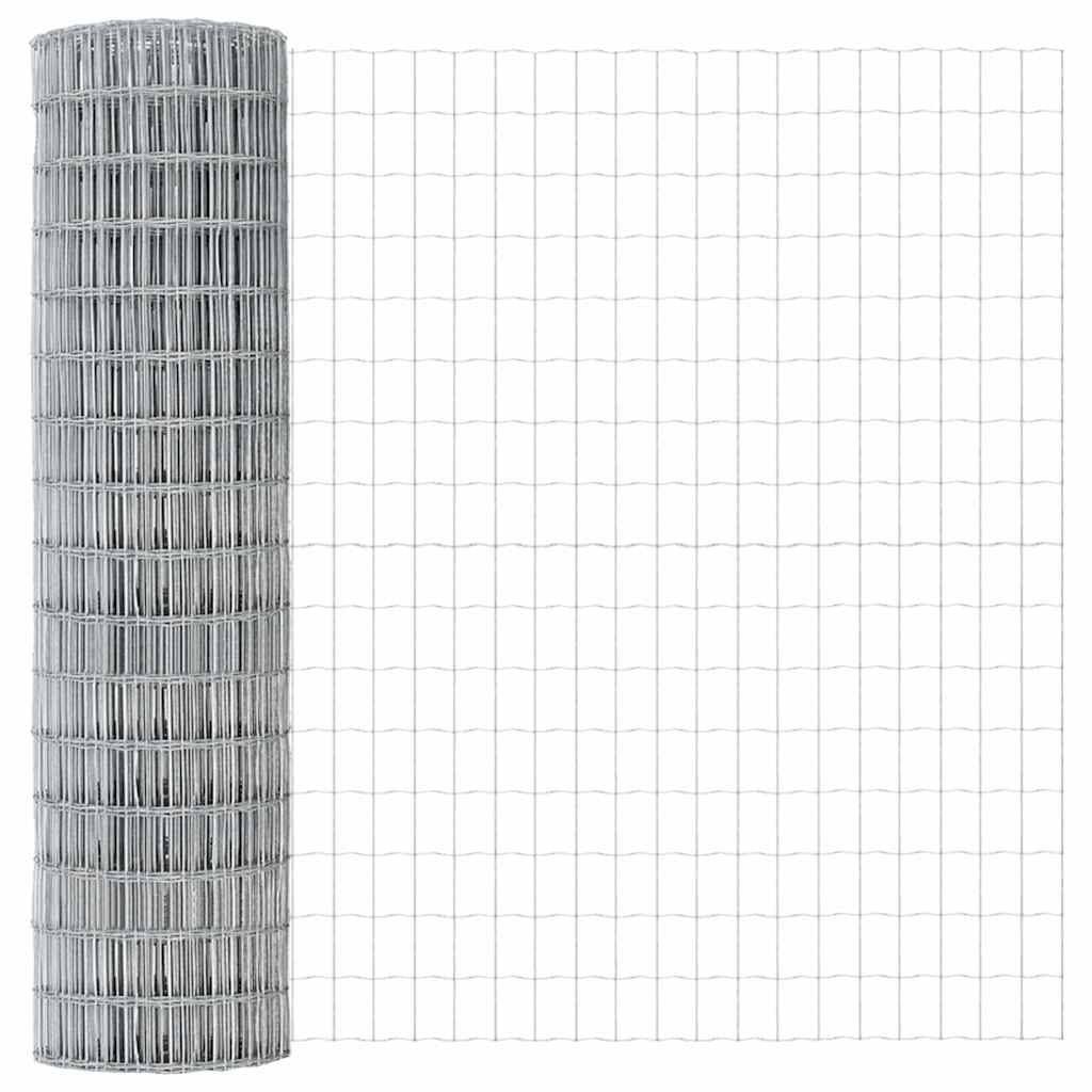 Kerítés oszlopokkal Ezüst 1,2 x 10 m Acél