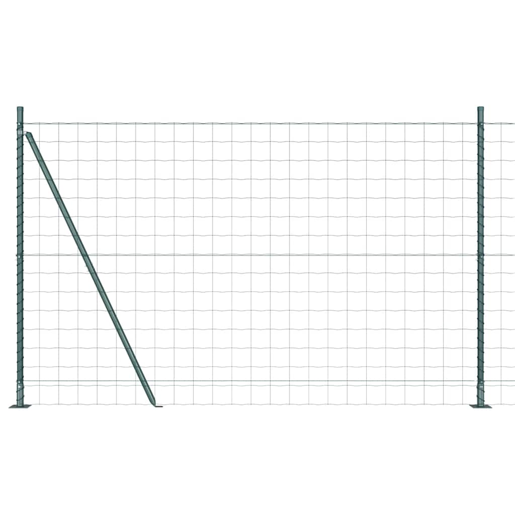 Kerítés oszlopokkal Zöld 1,6 x 10 m Acél és PVC