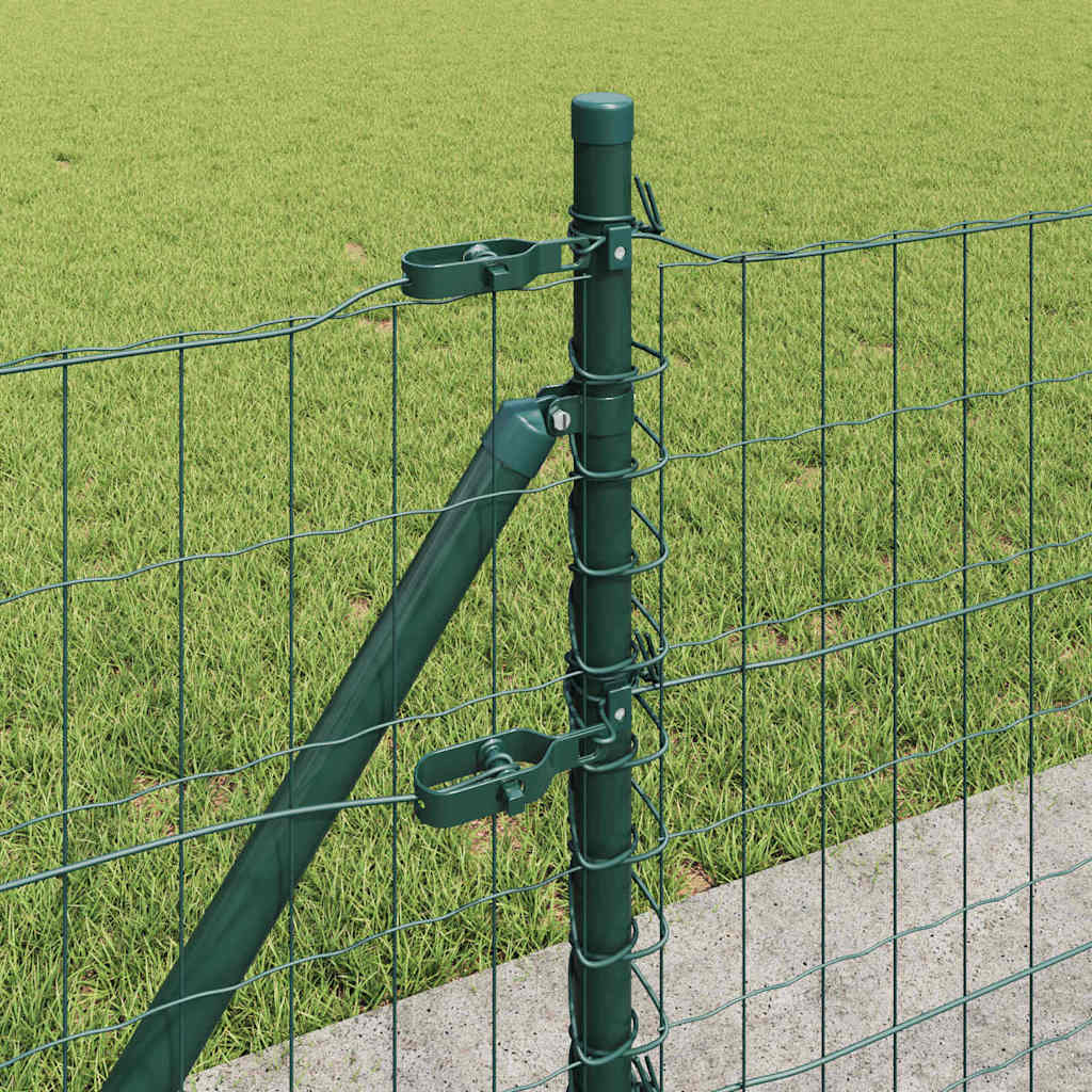 Kerítés oszlopokkal Zöld 0,4 x 50 m Acél és PVC