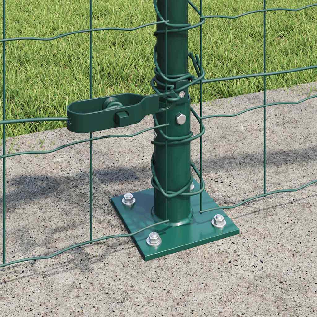 Kerítés oszlopokkal Zöld 0,6 x 50 m Acél és PVC