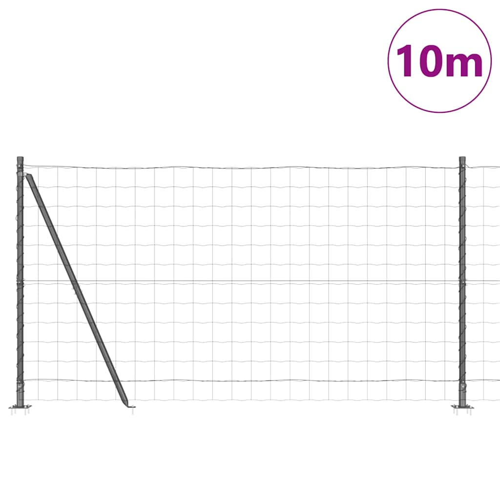 Kerítés oszlopokkal Szürke 1,2 x 10 m Acél
