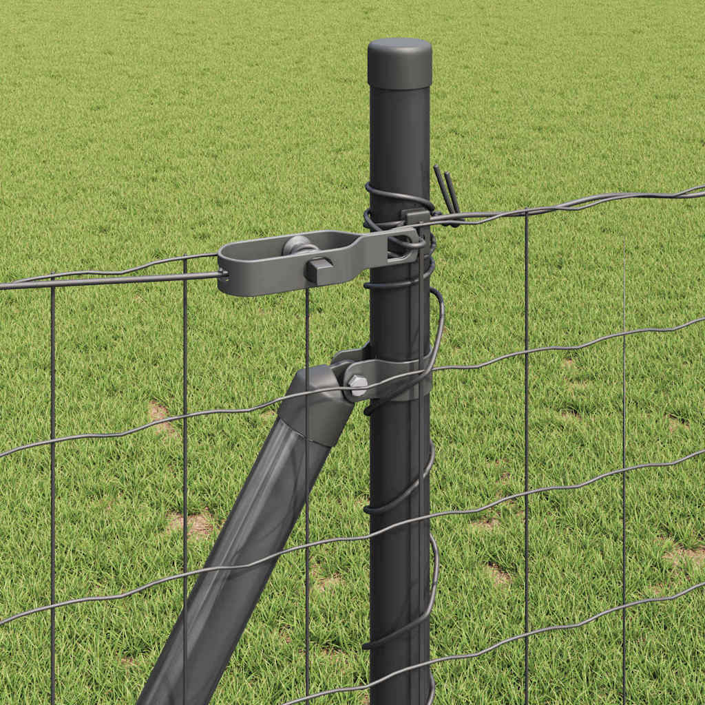 Kerítés oszlopokkal Szürke 1 x 25 m Acél