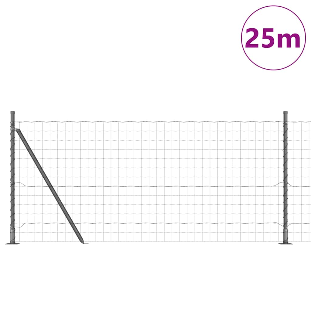 Kerítés oszlopokkal Szürke 1 x 25 m Acél