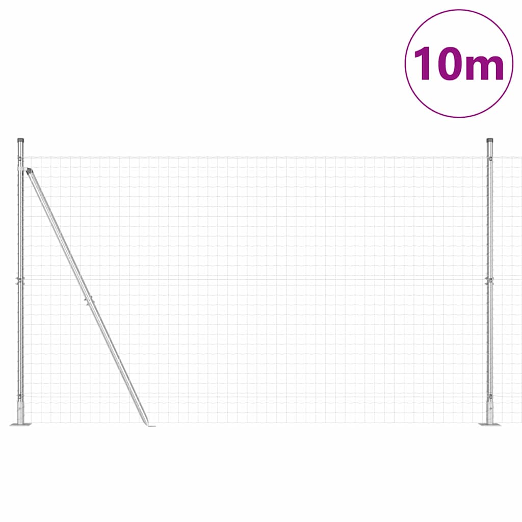 Kerítés oszlopokkal Ezüst 1,4 x 10 m Acél