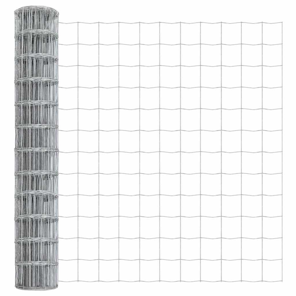 Kerítés oszlopokkal Ezüst 1,2 x 10 m Acél