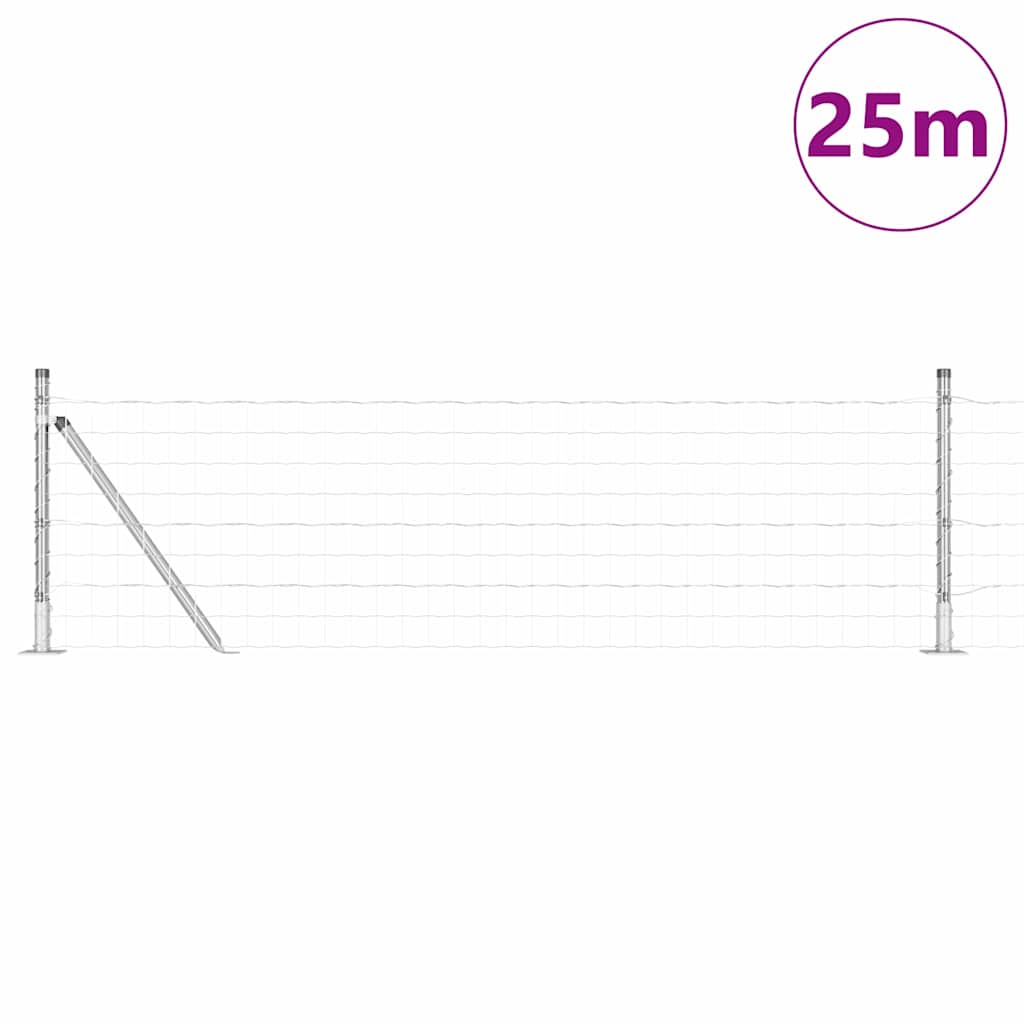 Kerítés oszlopokkal Ezüst 0,4 x 25 m Acél
