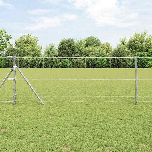 Talajra rögzíthető hegesztett drótkerítés 25 x 0,8 m Ezüst Háló