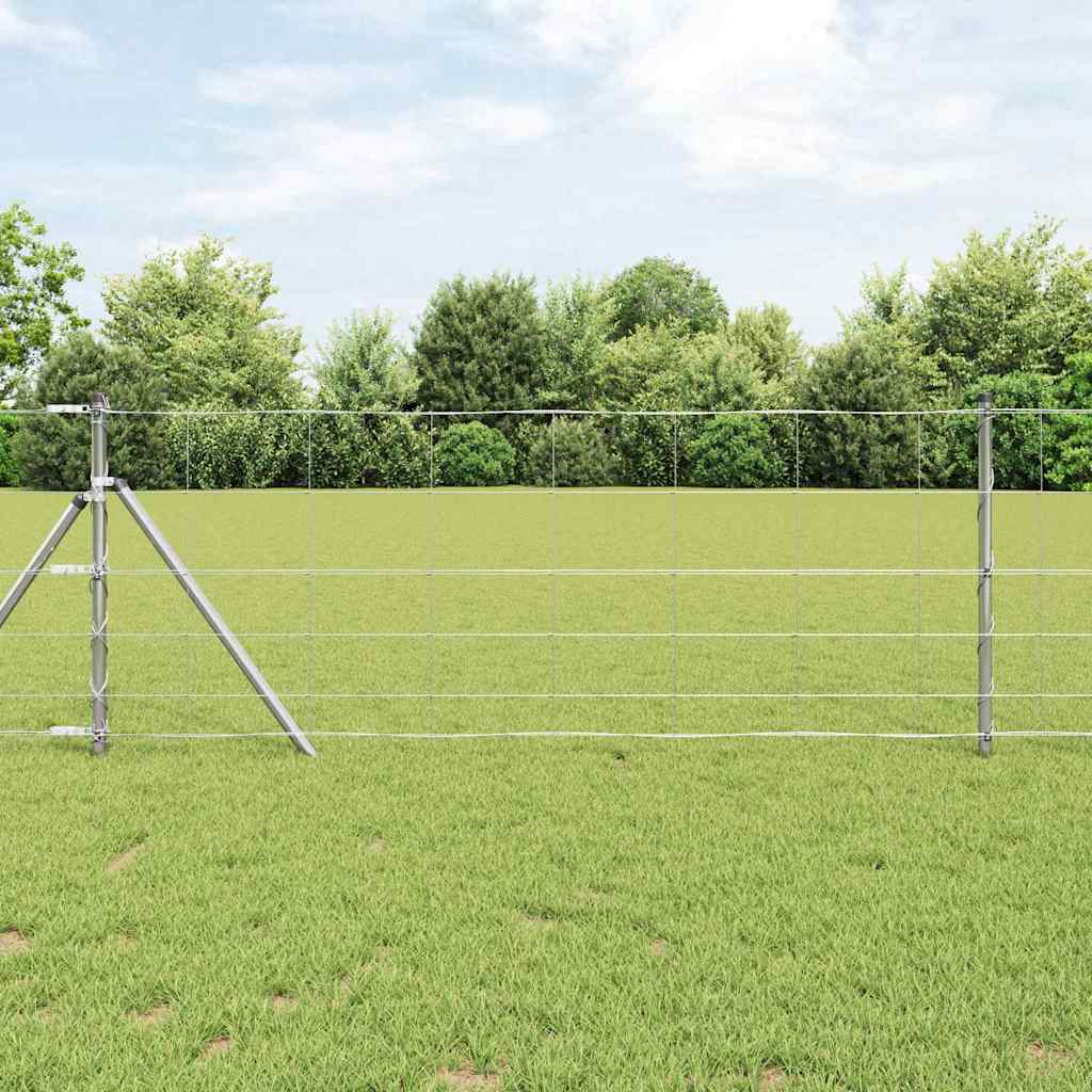 Talajra rögzíthető hegesztett drótkerítés 25 x 0,8 m Ezüst Háló