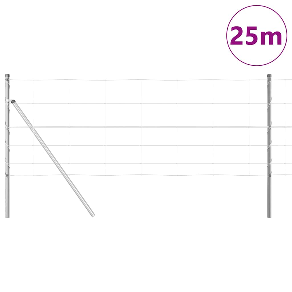 Talajra rögzíthető hegesztett drótkerítés 25 x 0,8 m Ezüst Háló