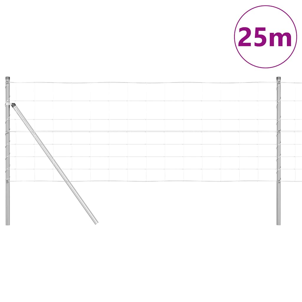 Talajra rögzíthető hegesztett drótkerítés 25 x 0,8 m Ezüst Háló