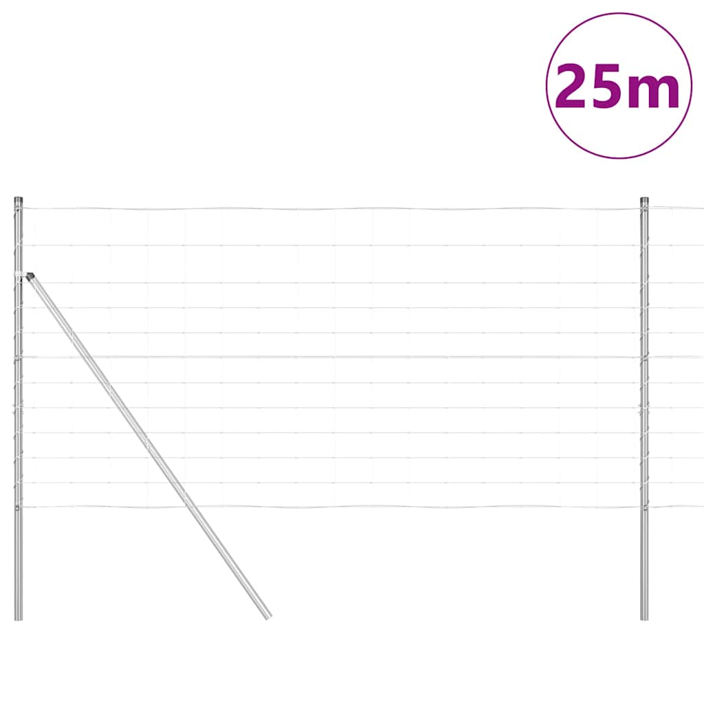 Talajra rögzíthető hegesztett drótkerítés 25 x 1,2 m Ezüst Háló
