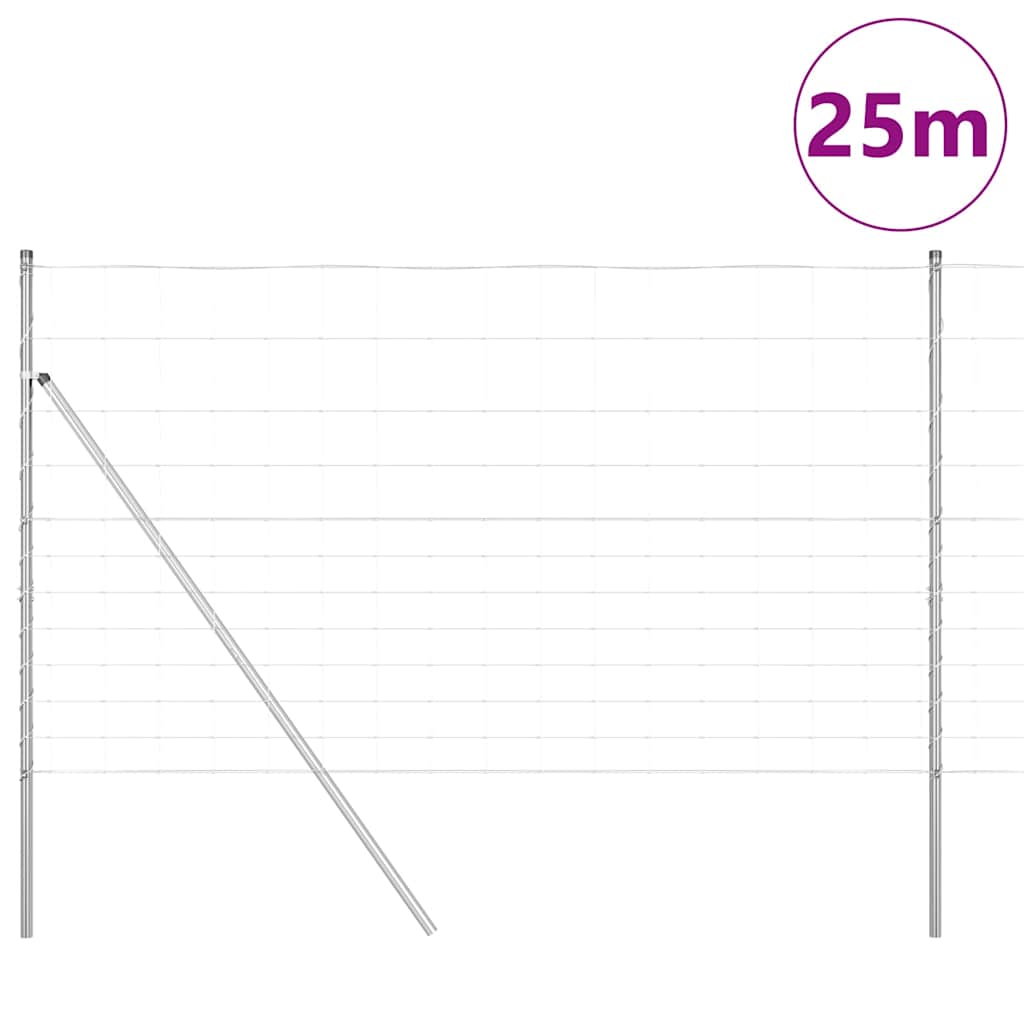 Talajra rögzíthető hegesztett drótkerítés 25 x 1,4 m Ezüst Háló