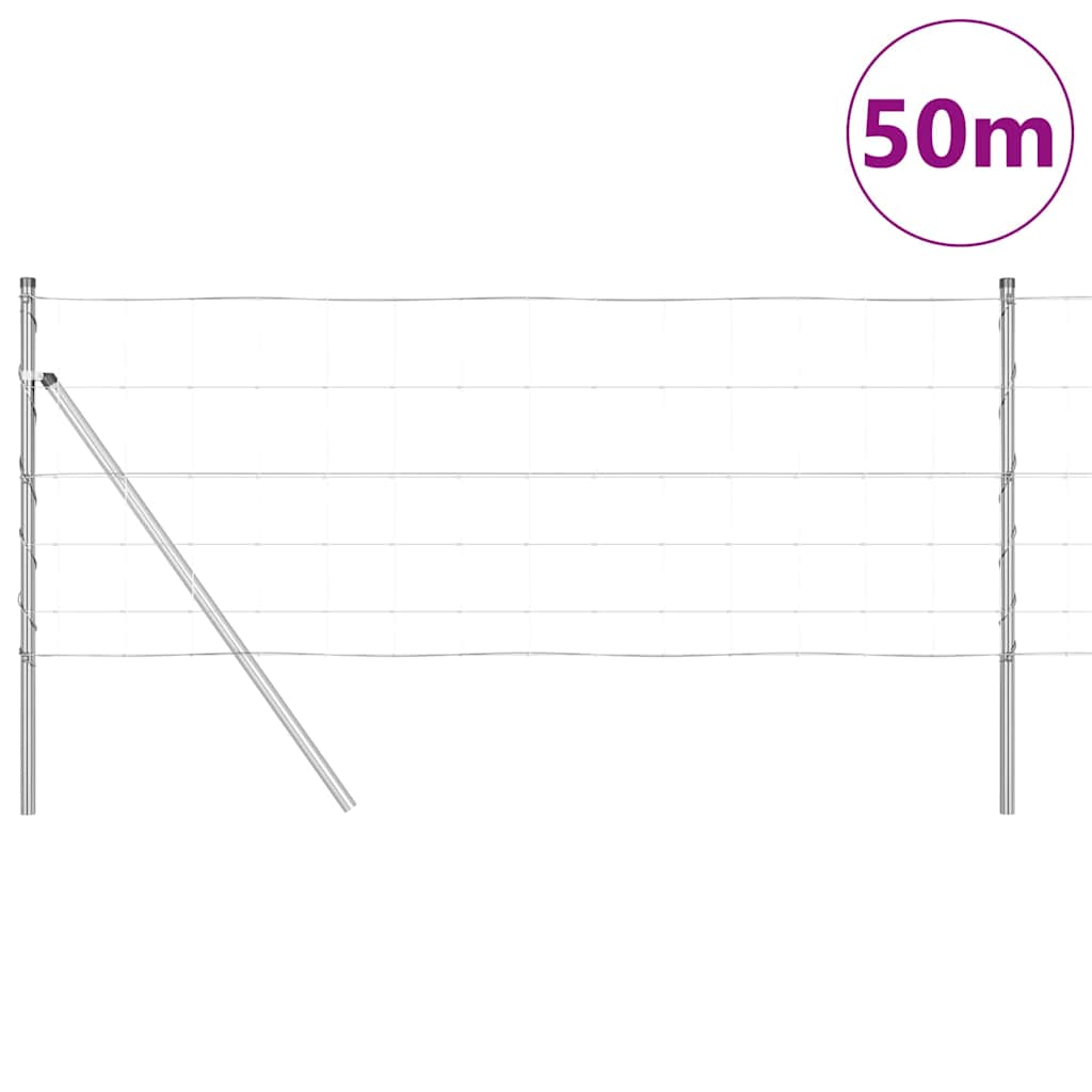 Talajra rögzíthető hegesztett drótkerítés 50 x 0,8 m Ezüst Háló