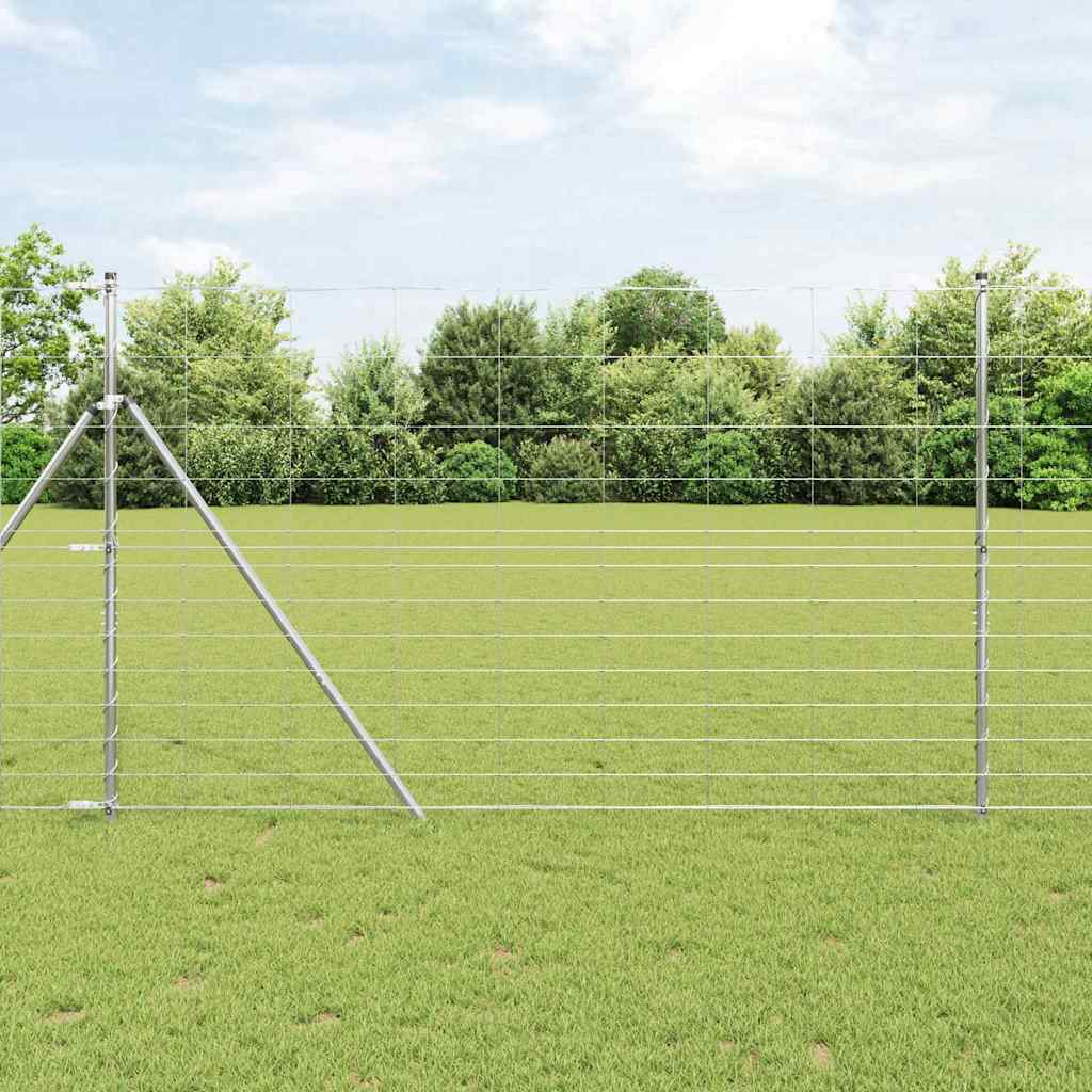 Talajra rögzíthető hegesztett drótkerítés 50 x 1,5 m Ezüst Háló