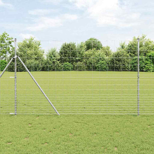 Talajra rögzíthető hegesztett drótkerítés 50 x 1,5 m Ezüst Háló