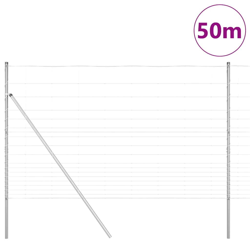 Talajra rögzíthető hegesztett drótkerítés 50 x 1,5 m Ezüst Háló