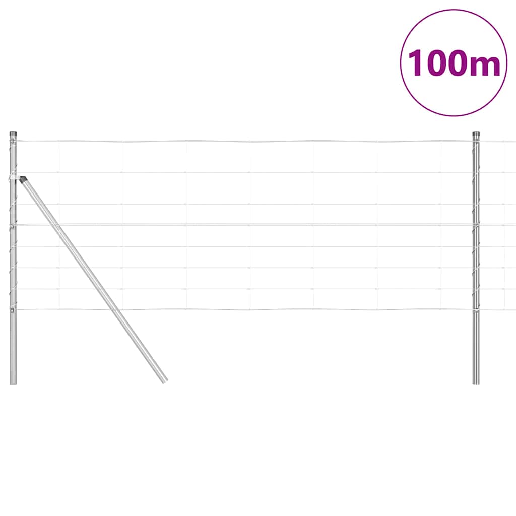Talajra rögzíthető hegesztett drótkerítés 100 x 0,8 m Ezüst