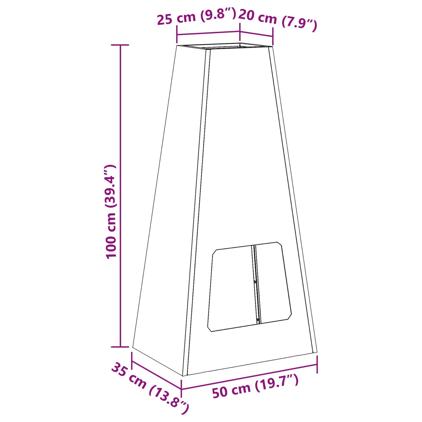 Tűzgyújtó tál Fekete 50 x 35 x 100 cm Időjárásálló acél