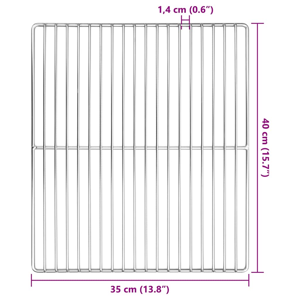 Grill rács 40 x 35 cm Rozsdamentes Acél Ezüst