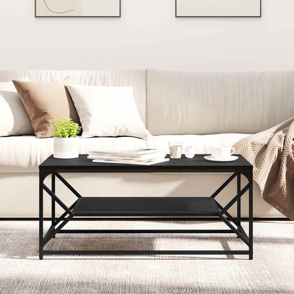 Dohányzóasztal Fekete tölgy 90 x 50 x 40 cm Műszaki fa és acél