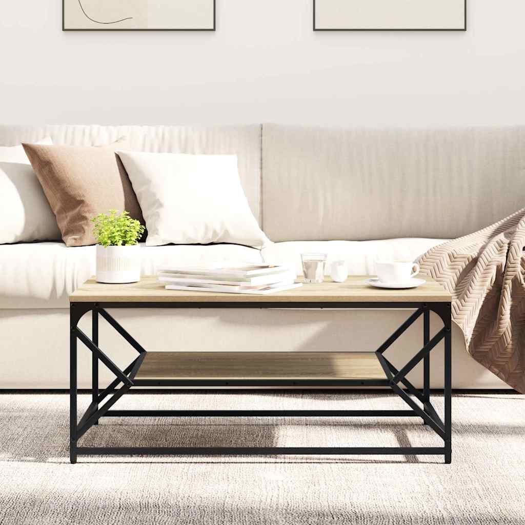 Dohányzóasztal Sonoma tölgy 90 x 50 x 40 cm Műszaki fa és acél