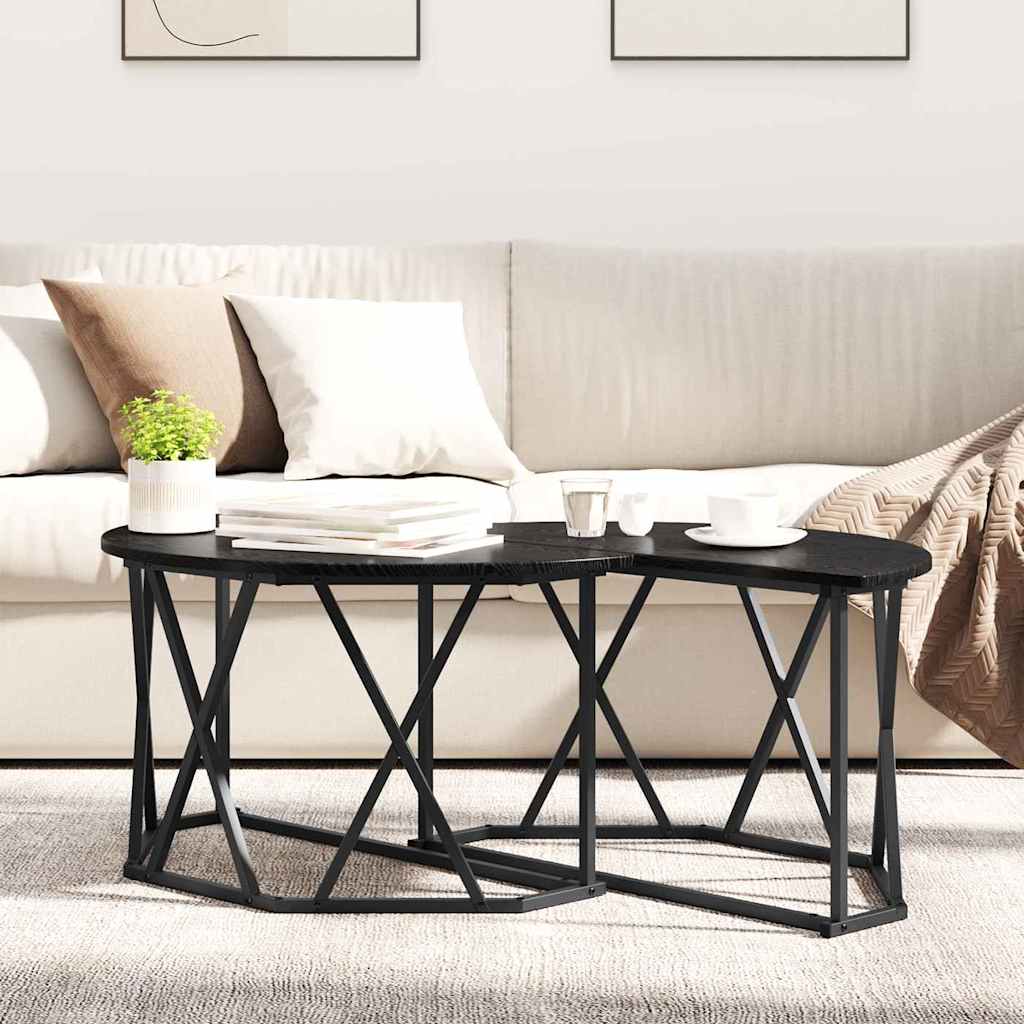 Dohányzóasztal Fekete tölgy 80 x 80 x 42 cm Műszaki fa és acél