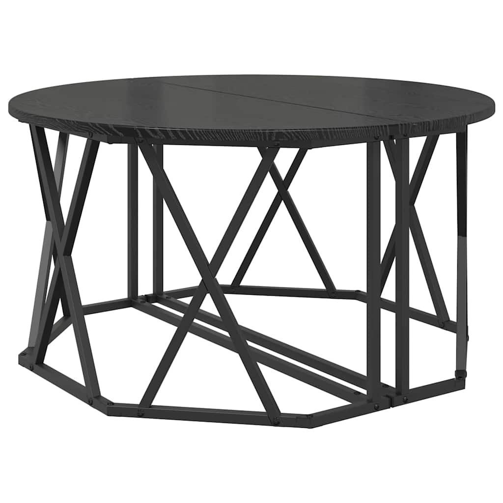 Dohányzóasztal Fekete tölgy 80 x 80 x 42 cm Műszaki fa és acél