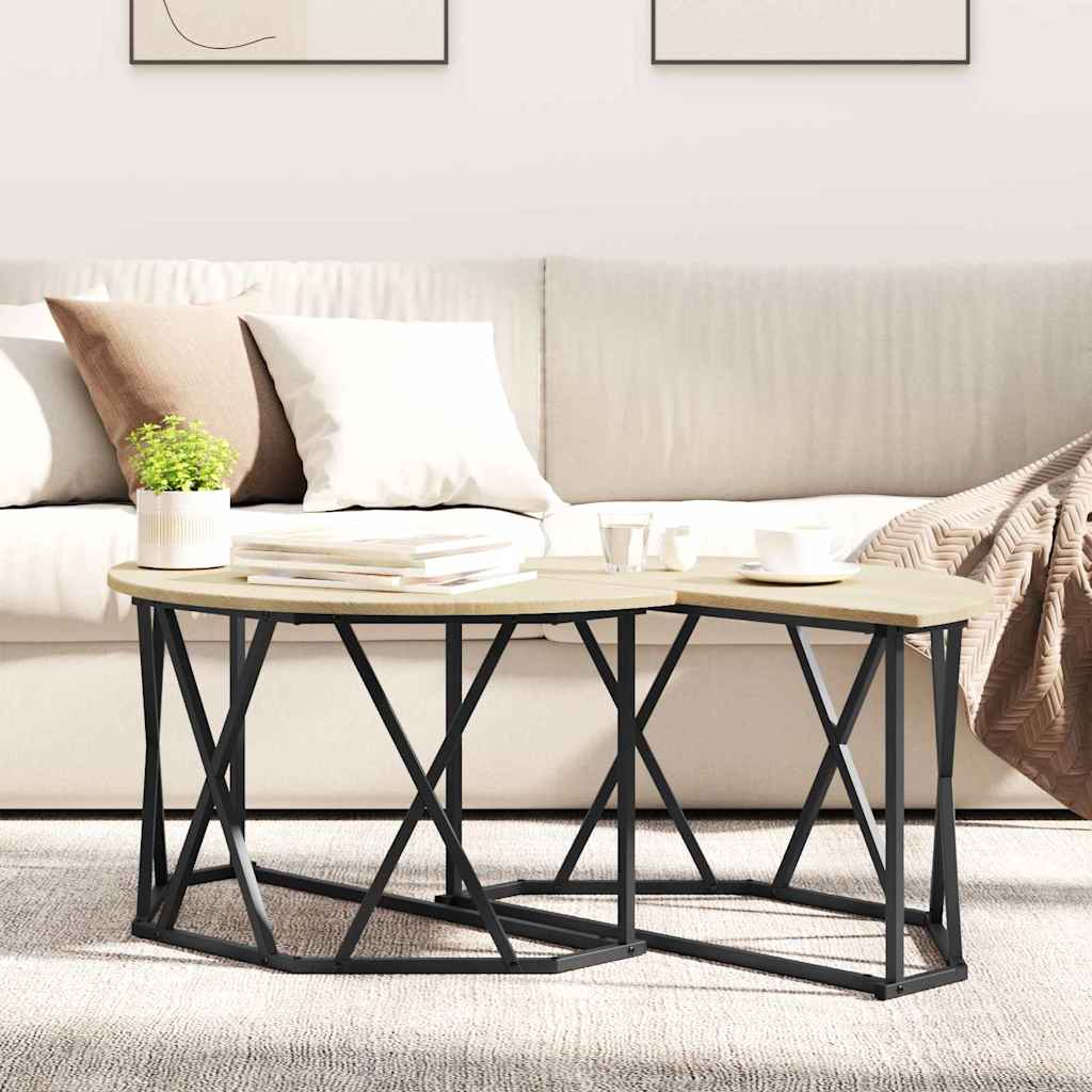 Dohányzóasztal Sonoma tölgy 80 x 80 x 42 cm Műszaki fa és acél