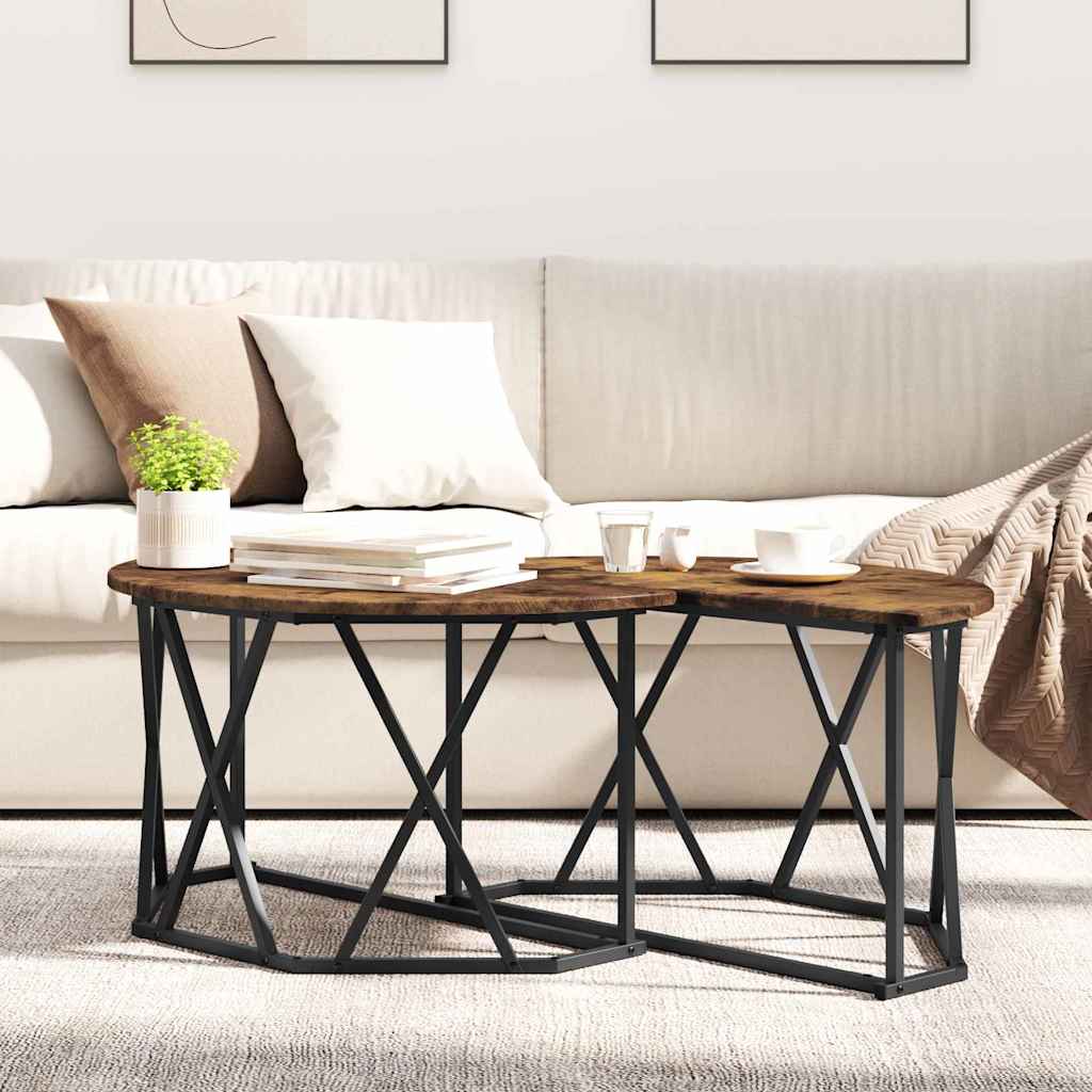 Dohányzóasztal Füstölt tölgy 80 x 80 x 42 cm Műszaki fa és acél